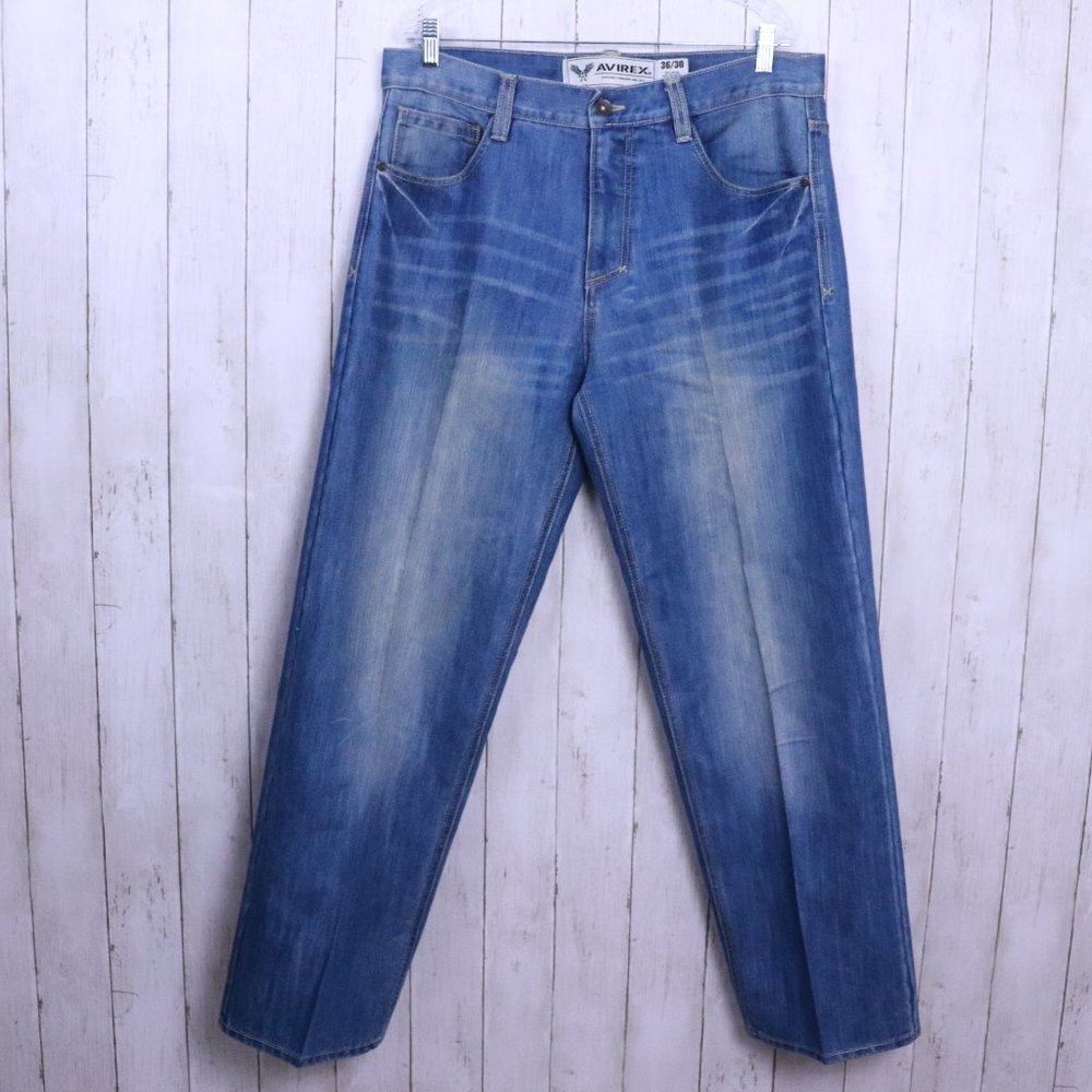 Avirex Men's Denim 90s Y2K Embroidered Pockets Jeans | Size 36x30